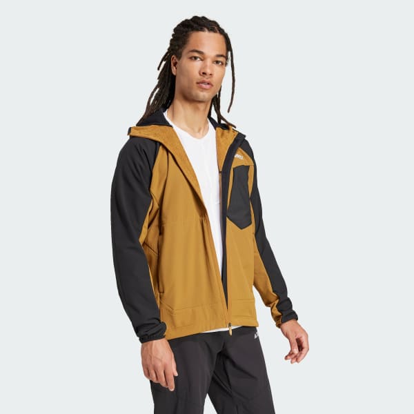 adidas Terrex Xperior Softshell Fleece Hooded Jacket - Brown