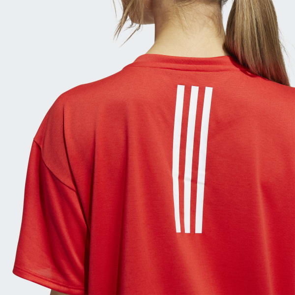 Rojo Camiseta de Entrenamiento AEROREADY 3 Rayas CU377