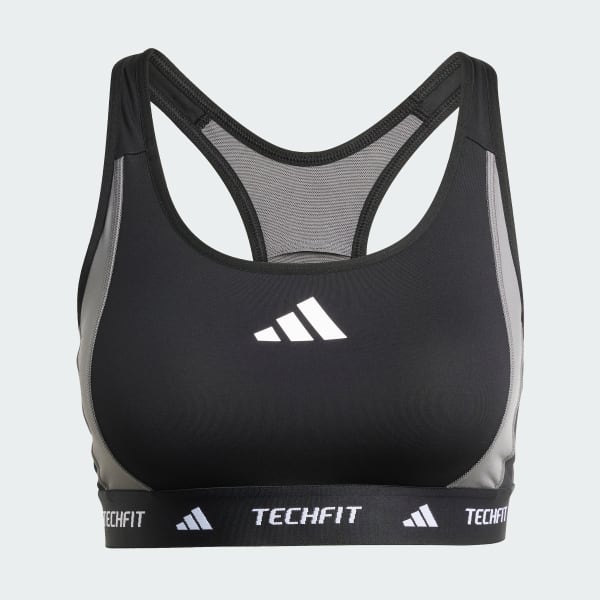 Schwarz TECHFIT Medium Support Colorblock Sport-BH