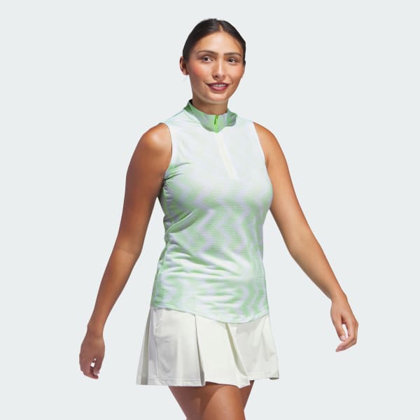 Hvit Women's Ultimate365 Ottoman Printed Sleeveless Polo Shirt