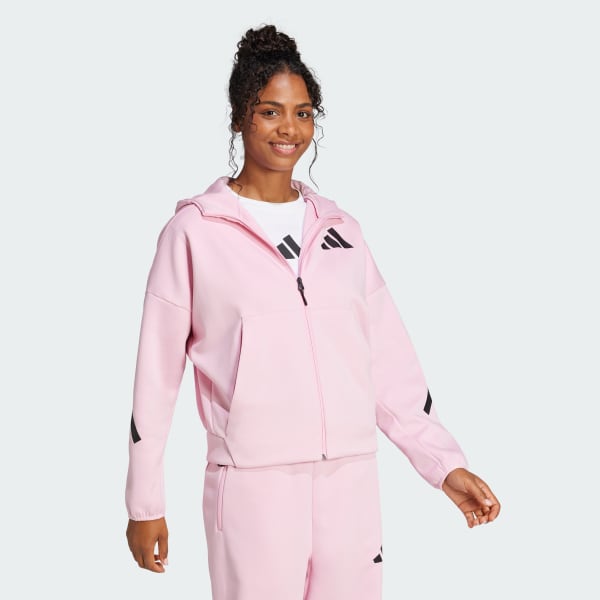 ruzová Mikina s kapucňou adidas Z.N.E. Full-Zip