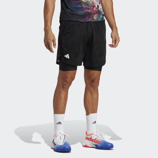 Svart Melbourne Tennis Two-in-One 7-inch Shorts