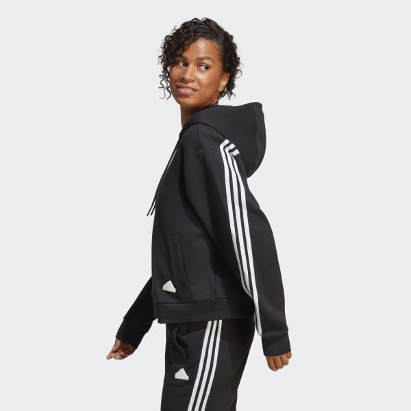 Svart Future Icons 3-Stripes Full-Zip Hoodie