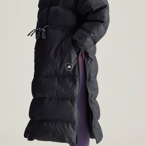 Preto Casaco Comprido e Acolchoado para o Inverno adidas by Stella McCartney