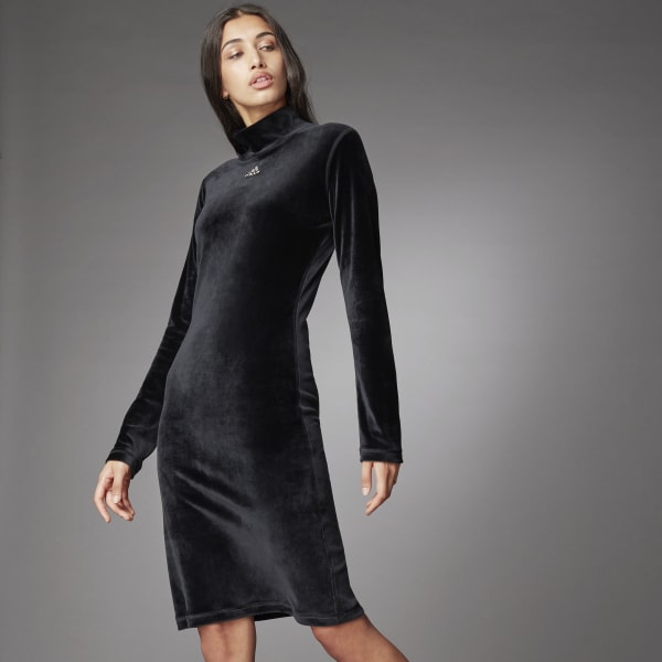 adidas Turtleneck Velour Dress - Black 