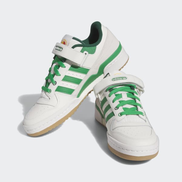 White adidas shoes sale with green back