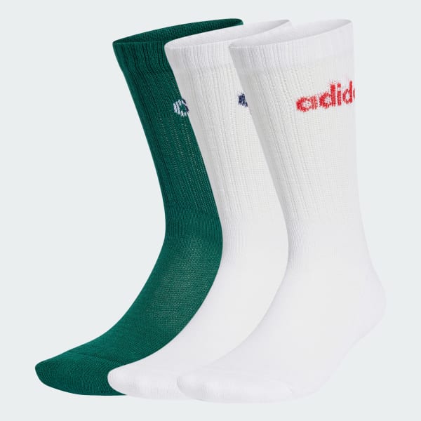 Green Linear Crew Cushioned Socks 3 Pairs