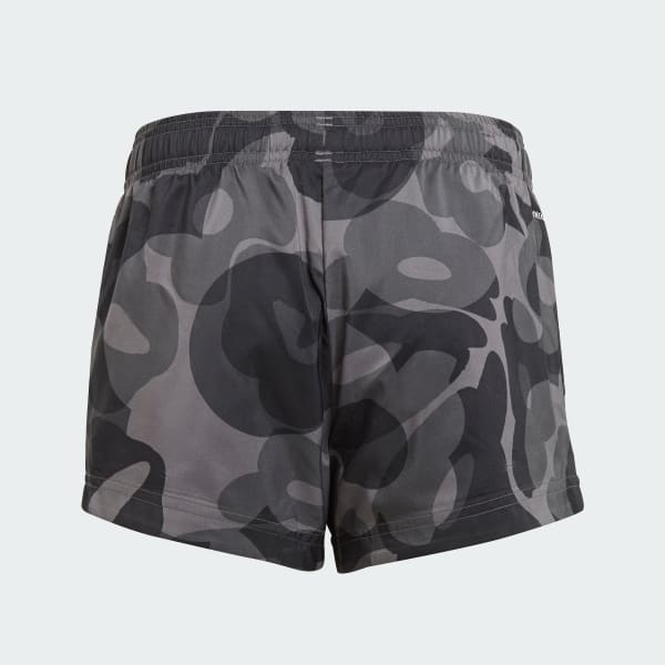 Negro Pantalón corto Essentials AEROREADY Seasonal Print (Adolescentes)