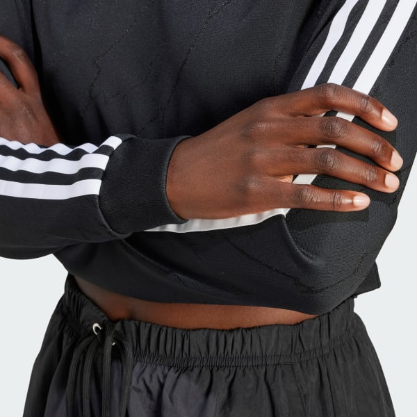 adidas ブラック クロップドジャージ　長袖シャツ adidas ワーディング モックネック 長袖シャツ 24FW JTY67