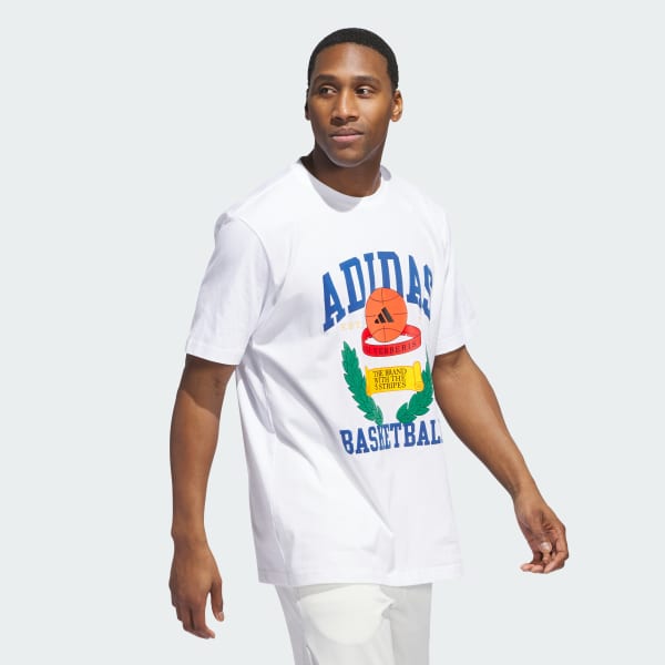 Branco Camiseta Estampada Basketball Crest