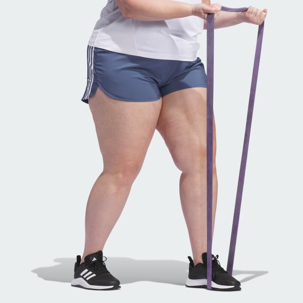 Blue Pacer Training 3-Stripes Woven High-Rise Shorts (Plus Size)