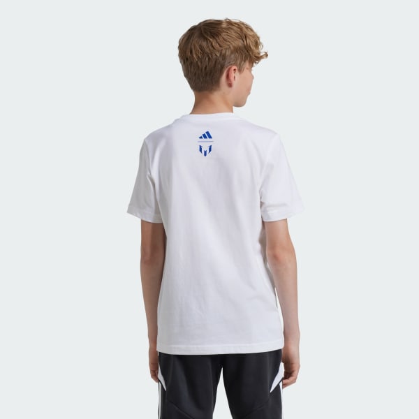 Blanco Playera Messi Fútbol Estampada Kids