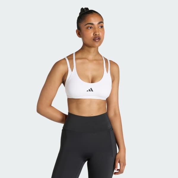 Blanco Top deportivo de tiras Optime Workout de soporte ligero