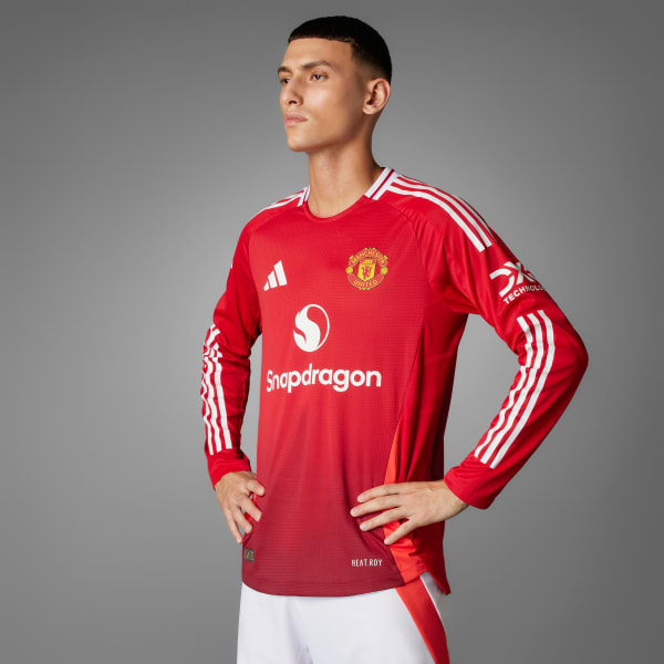 สีแดง เสื้อแข่งชุดเหย้าแขนยาว Manchester United 24/25