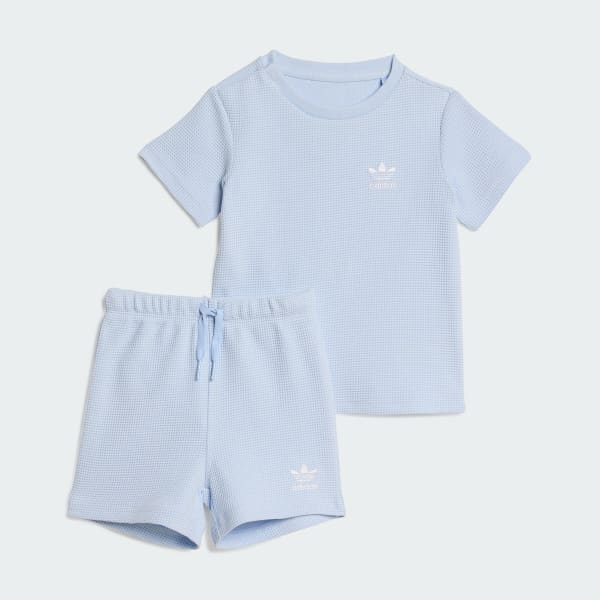 Blue REGULAR WAFFLE SHORT T-SHIRT SET
