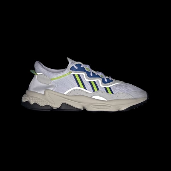 adidas originals ozweego trainers in white and blue