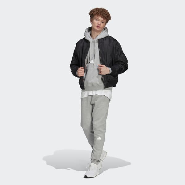 Cinzento Camisola com Capuz em Fleece