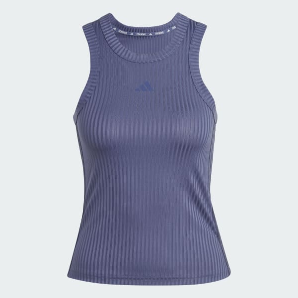 Blu Canotta All Gym Seasonal Rib Tight Fit Tonal 3-Stripes