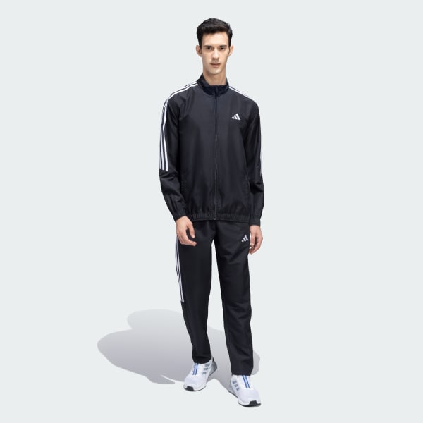 Black 3S Plain Woven Track Suit