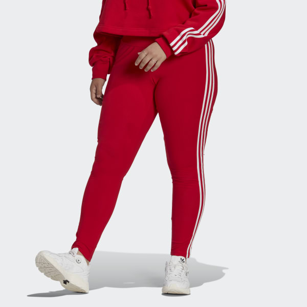 adidas Adicolor Classics 3-Stripes Leggings (Plus Size) - Red