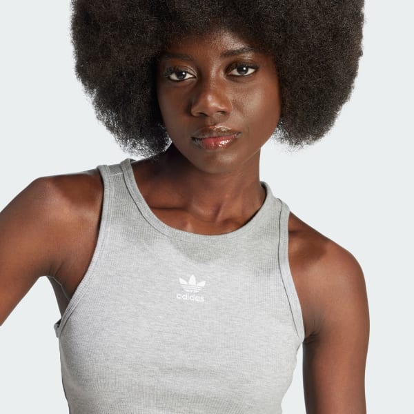 adidas Essentials Ribbed Tank Top - Grey | Free Shipping