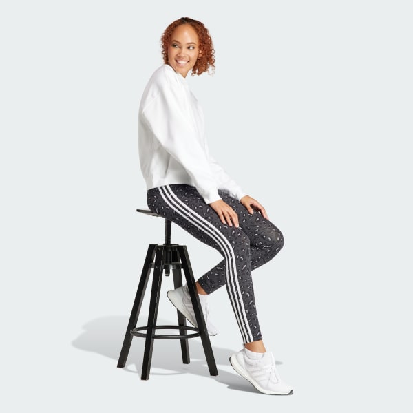 Cinza Legging Essentials 3-Stripes Animal Print