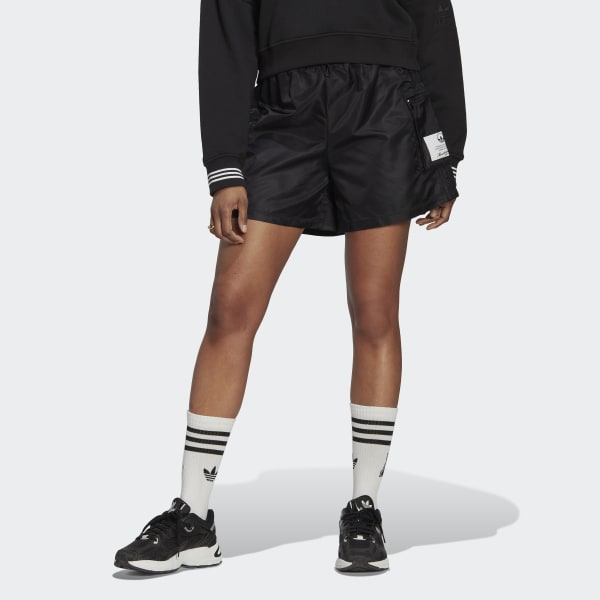 Black High-Waist Nylon Shorts