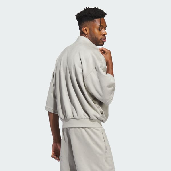 Beige Basketball Sueded 3/4 Half-Zip Sweatshirt