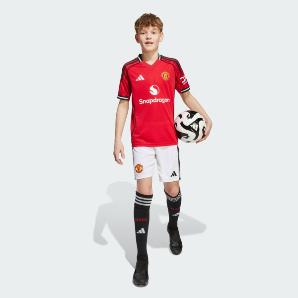 White Manchester United 25/26 Home Shorts Kids