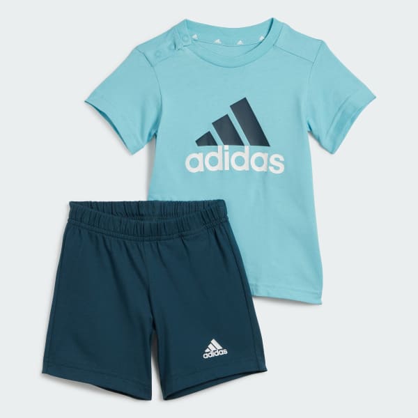 modrá Essentials Organic Cotton Tee and Shorts Set