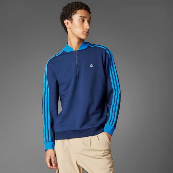 Μπλε Originals 3-Stripes 1/4 Zip Sweatshirt
