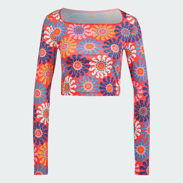 Vermelho Camisa Cropped Manga Longa adidas x FARM Rio Crop