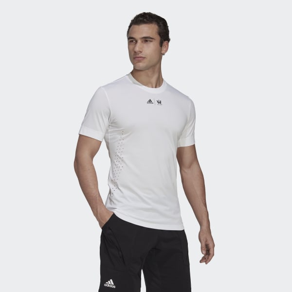Blanc T-shirt de tennis graphique New York VS414