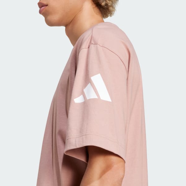 adidas Essentials Loose Fit 3 Bar Logo Tee - Pink | Free