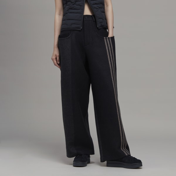 Czerń Engineered 3-Stripes Wide Leg Track Pants Y7825