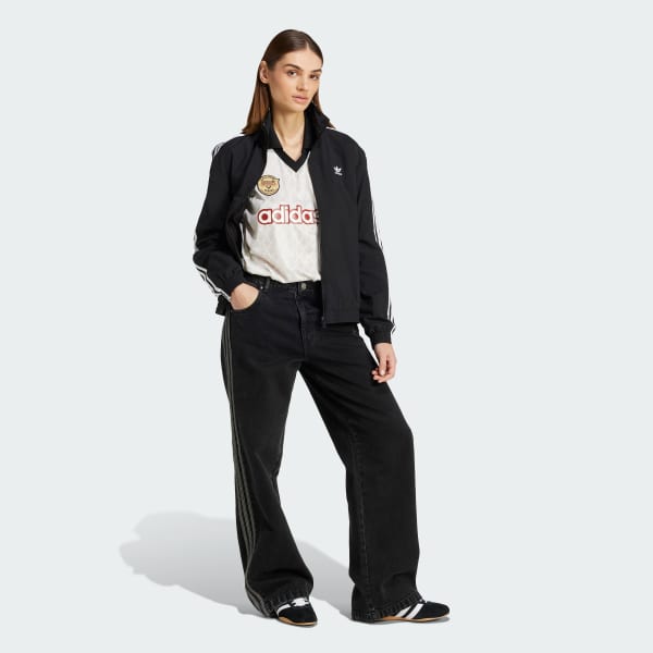 White 레트로 스포츠 크리켓 인스파이어드 긴팔 저지