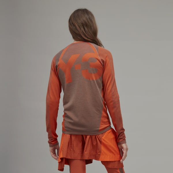 Brown Y-3 Classic Knit Base Layer Long Sleeve Tee CC075