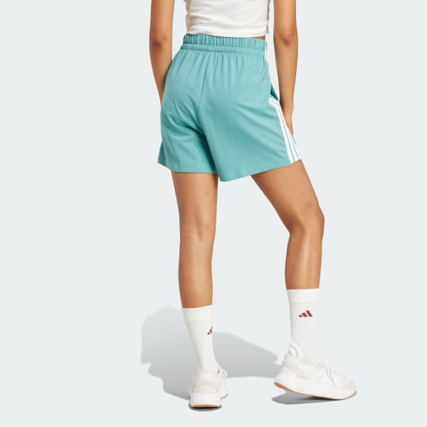 Turquoise Essentials 3-Stripes Cotton Shorts