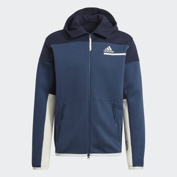 สีน้ำเงิน เสื้อฮู้ดแต่งซิปยาวเต็มตัว adidas Z.N.E. 30276