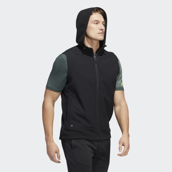 Black Statement Full-Zip Hooded Vest UW807