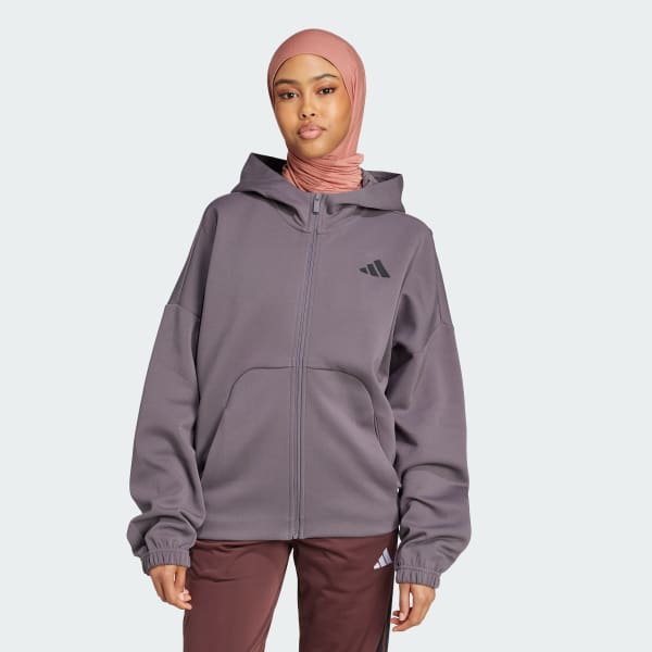 Abu-abu Hoodie Future Icons Logo Kecil Full-Zip