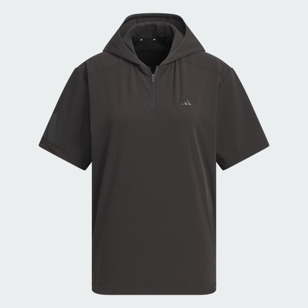 ブラック 【ゴルフ】アディゼロ 撥水 ハーフジップ 半袖ウィンドウ