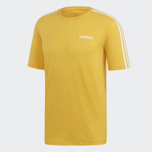 yellow adidas 3 stripe t shirt