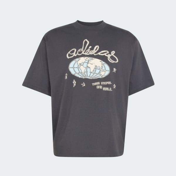 สีดำ เสื้อยืดพิมพ์ลาย ORIGINALS ONE WORLD