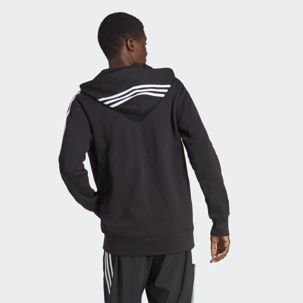 Adidas originals three stripe zip thru hoodie in black hotsell