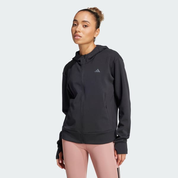 Negro Polera con Capucha Designed 4 Training Cierre Frontal