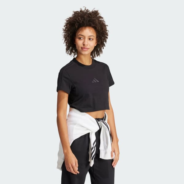 Black ALL SZN 3-Stripes Slim Tee