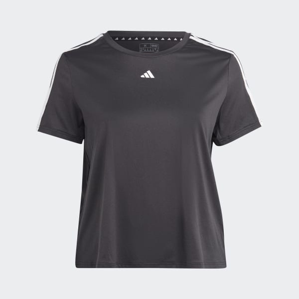 Schwarz AEROREADY Train Essentials 3-Streifen T-Shirt – Große Größen