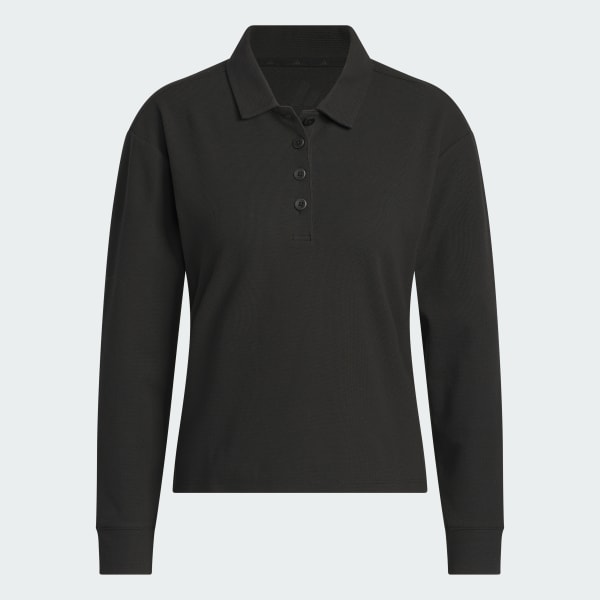 Black Beyond The Course Long Sleeve Loose Polo Shirt