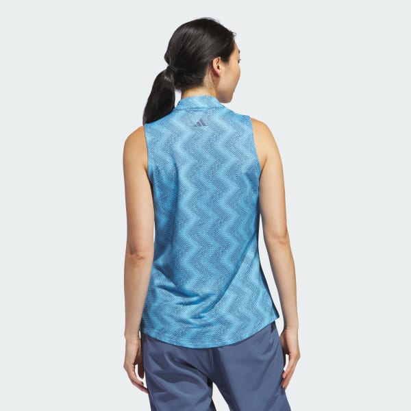 modrá Women's Ultimate365 Ottoman Printed Sleeveless Polo Shirt